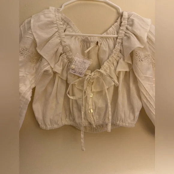 Mystic Free People Cream Ruffled Blouse - Picture 5 of 8
